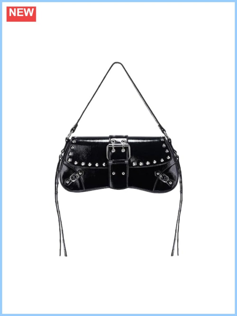 Studded Punk Rivet Shoulder Bag PU Leather Y2K Clutch Hobo Purse